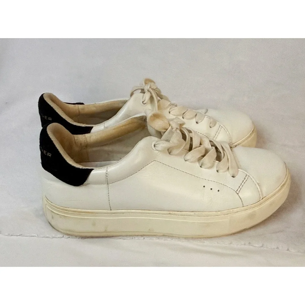 Kurt Geiger London White Leather Platform‎ Sneakers Women's Size 9 EUC